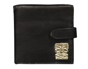 Billetera Cuero Negra C/Plata