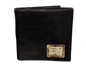 Billetera Cuero Negra C/Plata