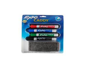 Kit 4 Marcadores Expo+Borrador P.pizarra Acrilica Color Marcador(Rojo/Morado/Verde/Negro)