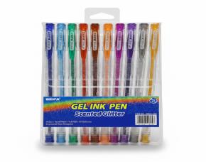 SET DE 10 BOLIGRAFOS GEL ESCARCHADOS DE COLORES