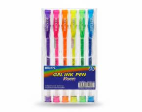 PAQ.6 BOLIGRAFO GEL D COLORES NEON