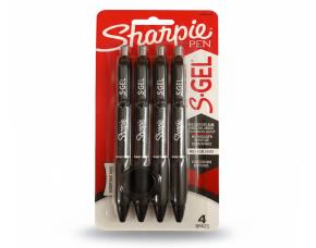 Paquete De 4 Boligrafos Retractil Sharpie S.gel Negro 0.7Mm Punta Media Sin Manchas Ni Sangrad...
