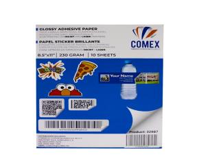 PAQUETE 10 PAPEL STICKER BRILLANTE 8.5\