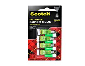Pk.4 Super Glue Gel 0.017 Onz. 3M  Secado Rapido P.uso En Madera, Vinil, Cuero, Ceramico, Plas...