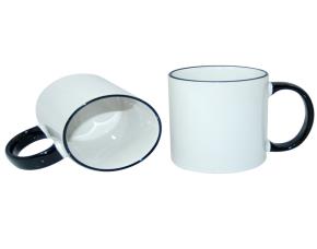 Taza Doble Tono 11 Onz Negr Manilla Y Orilla