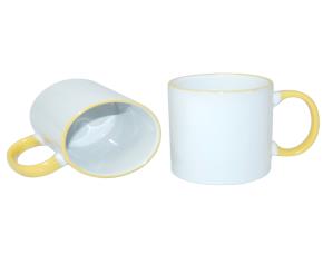 Taza Doble Tono 11 Onz Amarillo Manilla Y Orilla
