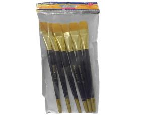 Jgo. De 6 Pinceles Plano #12 Azul/Dorado