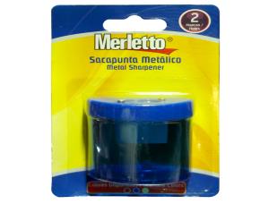 Sacapunta  Metalico Azul 2 Hoyos C/Deposito Plastico