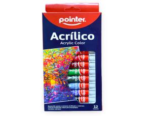 Caja 12 Pintura Acrilica Colores Pointer