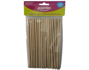 Paquete 50 Palitos Redondos Natural P/Manualidad 300X5Mm Pointer