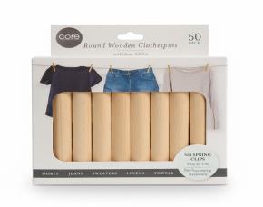PAQ. 50 PINZAS DE MADERA REDONDAS PARA ROPA