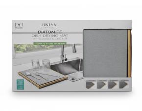 Tapete De Secado De Piedra Blanco Con Base De Bambu P/Cocina