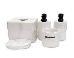 Set 5Pzs Para Baño, 2 Dispensadores, 1 Vaso, 1 Jabonera, 1 Porta Pañuelo, Marmol