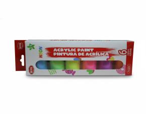 Set De 6 Botes De Ml De Pintura Acrilica Colores Neon