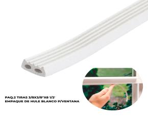 PAQ.2 TIRAS 3/8X3/8\"X8 1/2 EMPAQUE DE HULE BLANCO...