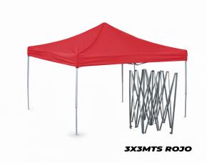 Toldo Retractil De Poliester 3Mm, 3X3Mts Rojo