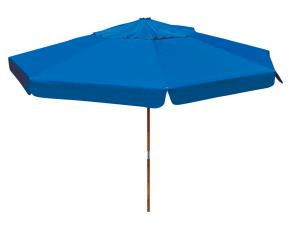 SOMBRILLA PVC DE PLAYA CON PESTAÑAS AZUL ROYAL, 3M TIPO DIAMETRO ASTA DE  MADERA