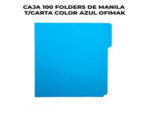 CAJA 100 FOLDERS DE MANILA T/CARTA COLOR AZUL OFIM...