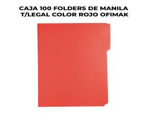 Caja 100 Folders De Manila T/Legal Color Rojo Ofimak