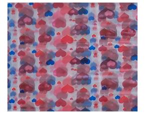 Paquete 50 Pliegos Papel Celofan Decorativo Con Diseños Corazones 3 Colores 76X100Cm