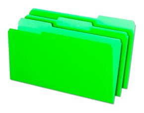 Caja 100 Folders Verde Brillante Tamaño Legal 8.5\