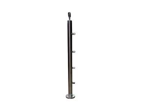 Poste Sencillo Rondondo 1050X42.4X1.5Mm Para Barandal Acero Inox 304 Cepillado Con 4 Soportes ...