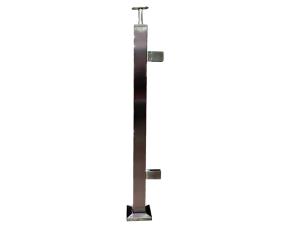Poste Sencillo Cuadrado Para Barandal Acero Inox 304 Cepilladao Con 2 Soportes Solido Para Vid...