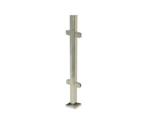 Poste Doble Cuadrado Para Barandal Acero Inox 304 Cepillado Con 4 Soportes Solido Para Vidrio ...