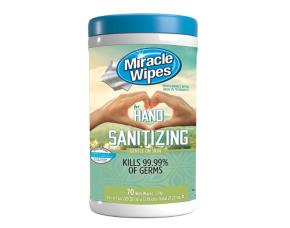 BOTE 70 TOALLAS HUMEDAS DESINFECTANTES PARA MANOS, MIRACLE WIPES.