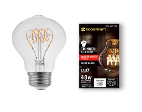 Bombillo Led 6.5W=40W, Warm White, At19,E26,450Lumens,2200K, Dimeable, Ecosmart.