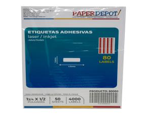 Pk.50 Hojas Etiquetas Autoadhesivas 1-3/4\