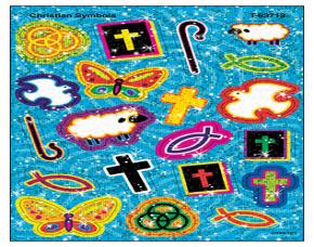 Pqt 40 Sticker Simbolos Cristianos Holograficos