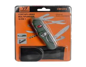 Navaja Multiuso 16 En 1 Acero Inox Con Brujula Y Linterna Led, Incluye Estuche Nylon