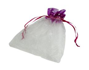 Pk.10 Bolsita Con Puntitos De Organza Mediana