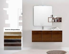 Jgo. Mueble P/Baño Wengue 3 Puertas Con Lavamanos Y Espejo