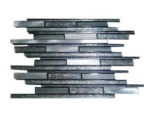 Pliego De  Mosaico Vidrio/Metal 30X31Cmx6Mm Negro/Blanco