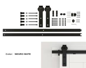 Jgo. De Rieles C/Rodo Y Accesorios P/Puerta Corrediza (Barndoor) Negro Mate